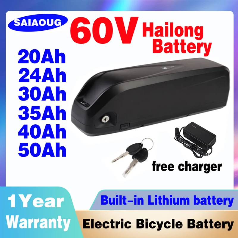 

Original EBike Battery 21700 18650 Lithium Battery Hailong 72V 60V 50 Ah 48V 36V Electric Bicycle Battery Pack for 250W-3000W