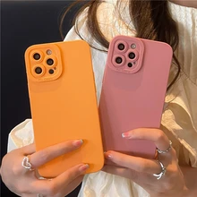 

Shockproof Soft Solicone Case For iPhone 12 11 13 Pro XS Max X XR 7 8Plus SE 2020 Plain Silica Gel Camera Protection Back Covers