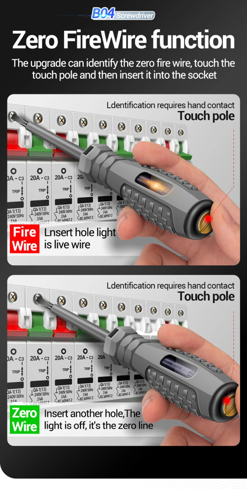 Description Picture 3 of itemDigital Voltage Tester Pen AC Non-contact Induction Test Pencil Voltmeter Power Detector Electrical Screwdriver Indicator Meters