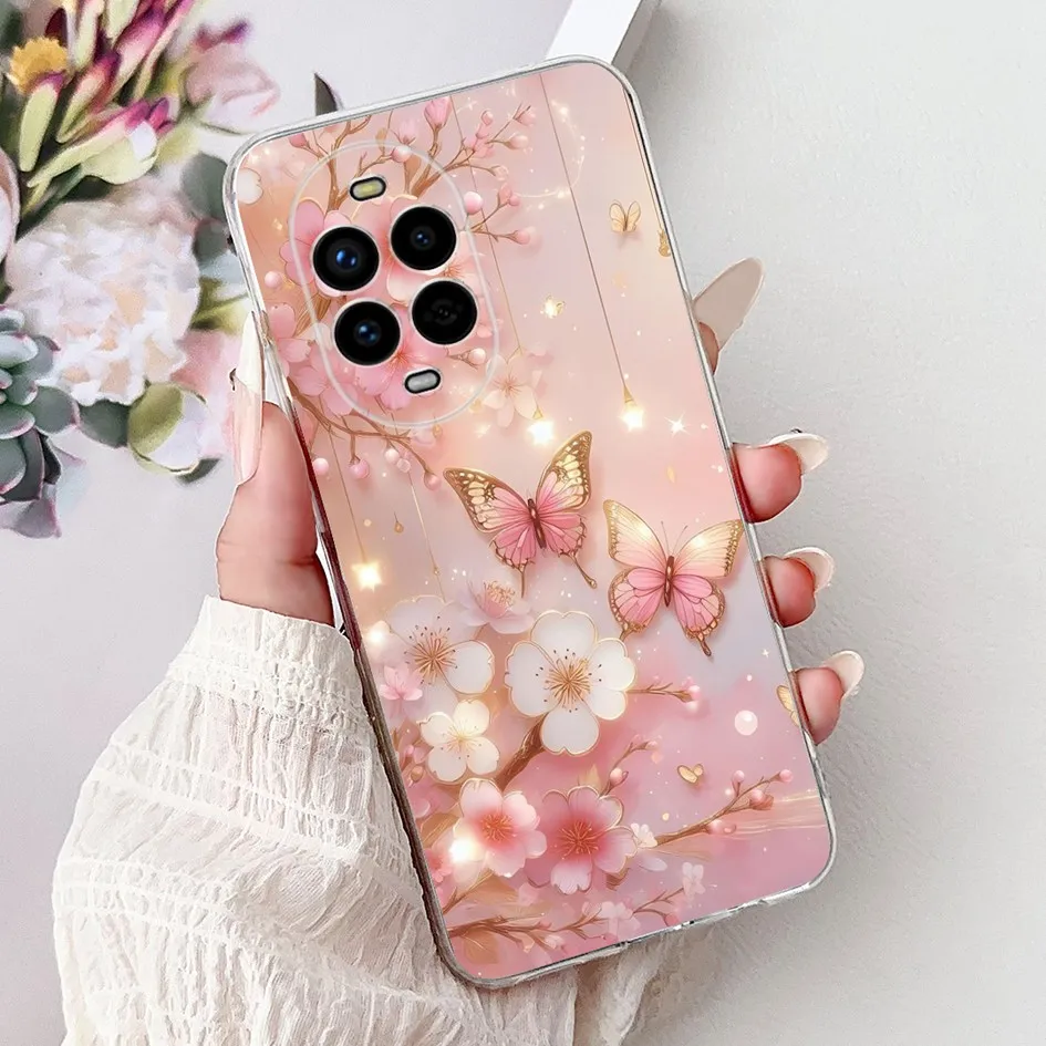 Floral Butterfly Soft Silicone Phone Case - Clear Protective Cover