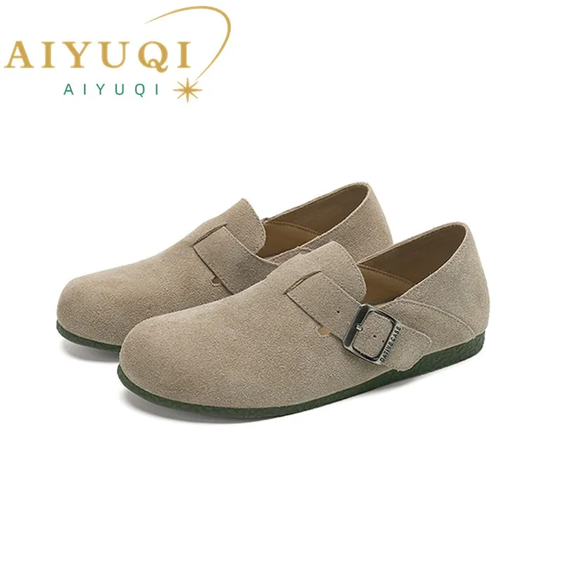 

AIYUQI Women's Beanie Shoes Genuine Leather 2024 Spring New Fishing Women Loafers Flat Slip-on Shoes Women