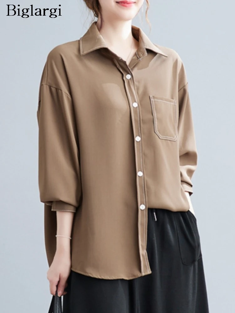 

Рубашка Женская Весенняя с длинным рукавом, свободный плиссированный топ, модная Асимметричная блузка, офисный Топ, большие размеры