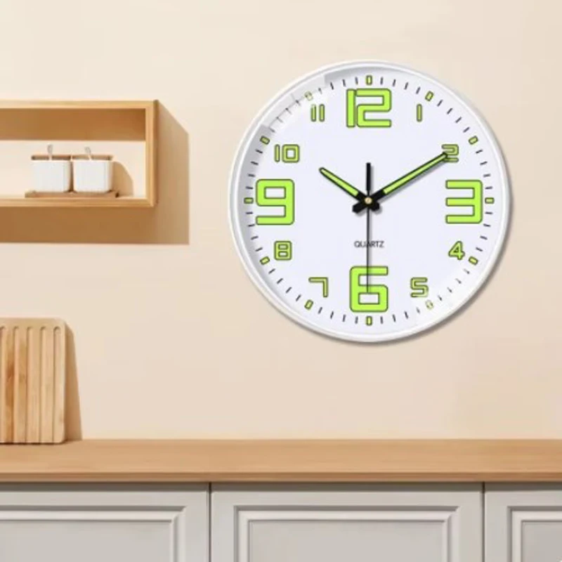 8 بوصة ساعة حائط مضيئة كتم ساعة بسيطة ساعة ديكور ل...