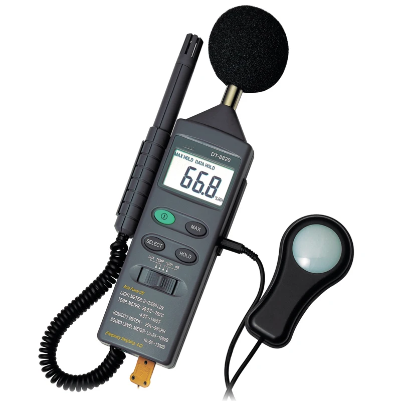 

DT-8820 4in1 Multifunction Environment Meter lux Illuminometer thermometer Hygrometer sound level Noise meter