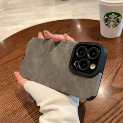 Luxury Suede Leather Silicone Phone Case - Elegant Air Soft Cover for iPhone 14 Plus (Black)