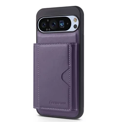 Magnetic Detachable Leather Case with Anti - Theft Magsafe Card Wallet - Google Pixel 8 Pro (Purple---)