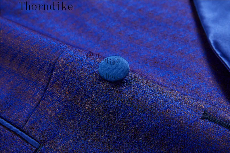 ( Jacket + Vest + Pants ) Thorndike Men Suits Set Tailor-Made Costume Homme Blue Formal Casual Wedding Groom
