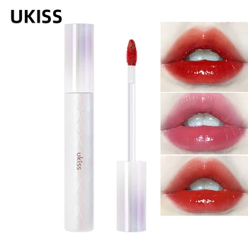 UKISS 립 글레이즈 머메이드 글라스 글로스 립스틱, 립틴트 립스틱, 오래 지속되는 보습, 논스틱 컵 수분 공급