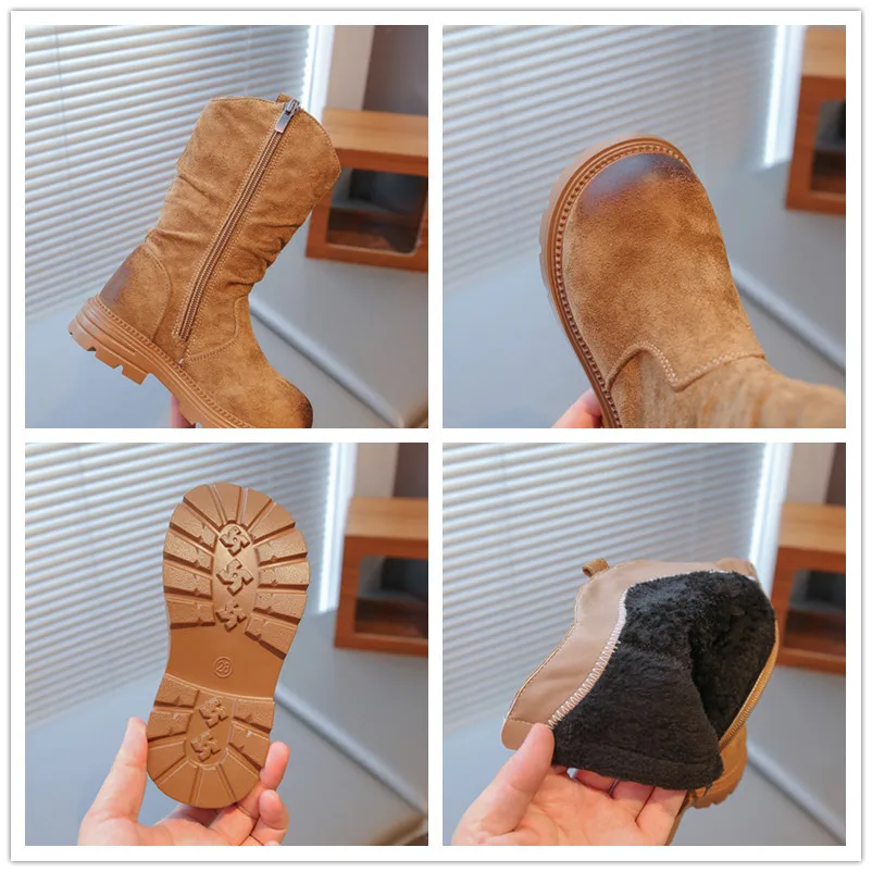 Suede Leather Ankle Boots for Girls Winter