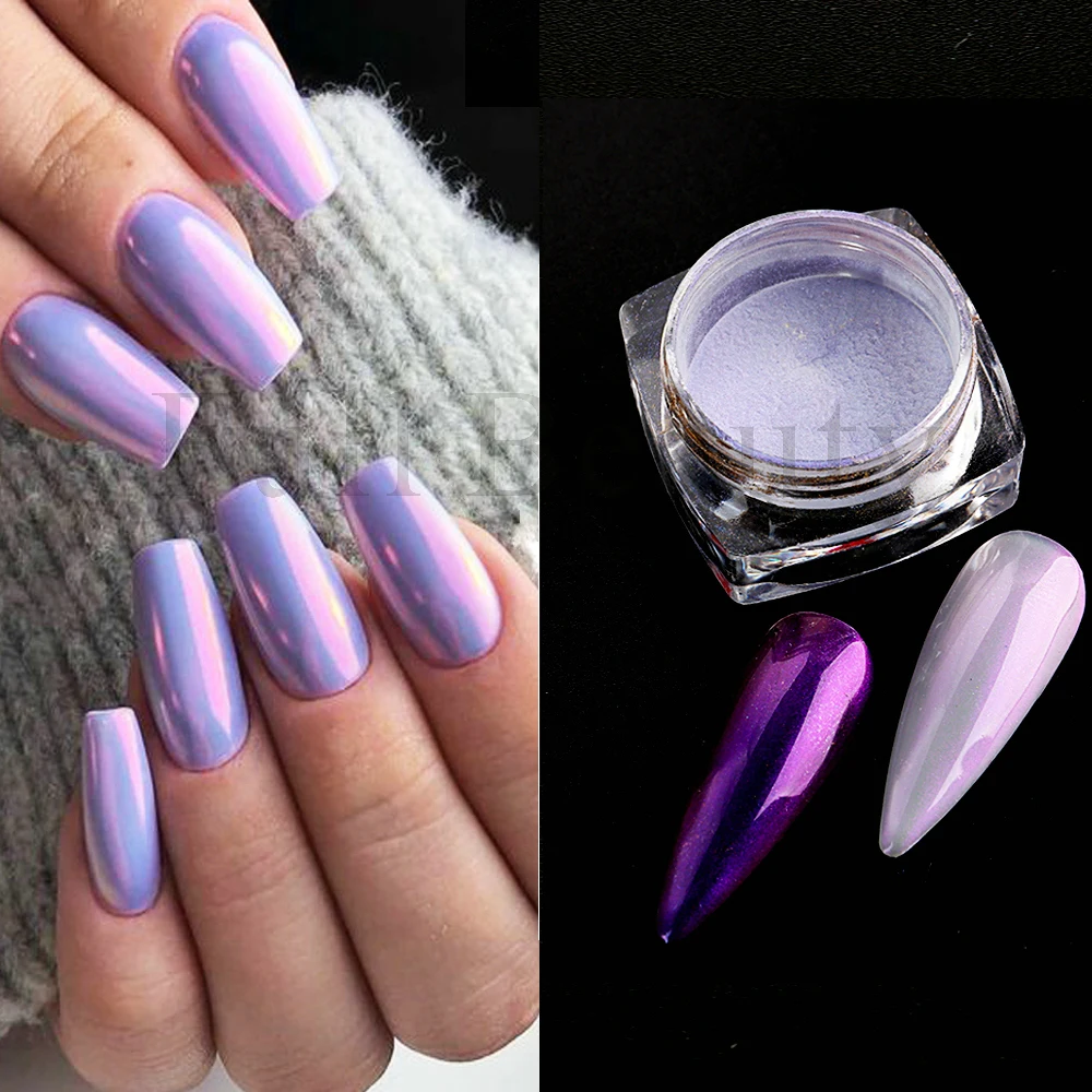 1Box Nail Aurora Powder Fairy Glitter Pearl Rubbing Dust Pigment Chrome Sequins Nail Art For Manicure Decoration NLCGH01-08
