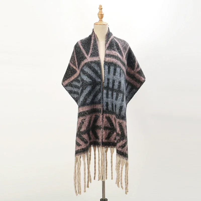 

Thick Warm Winter Scarf Design Print Women Cashmere Pashmina Shawl Lady Wrap Tassel Scarves Knitted Men Foulard Blanket Stoles