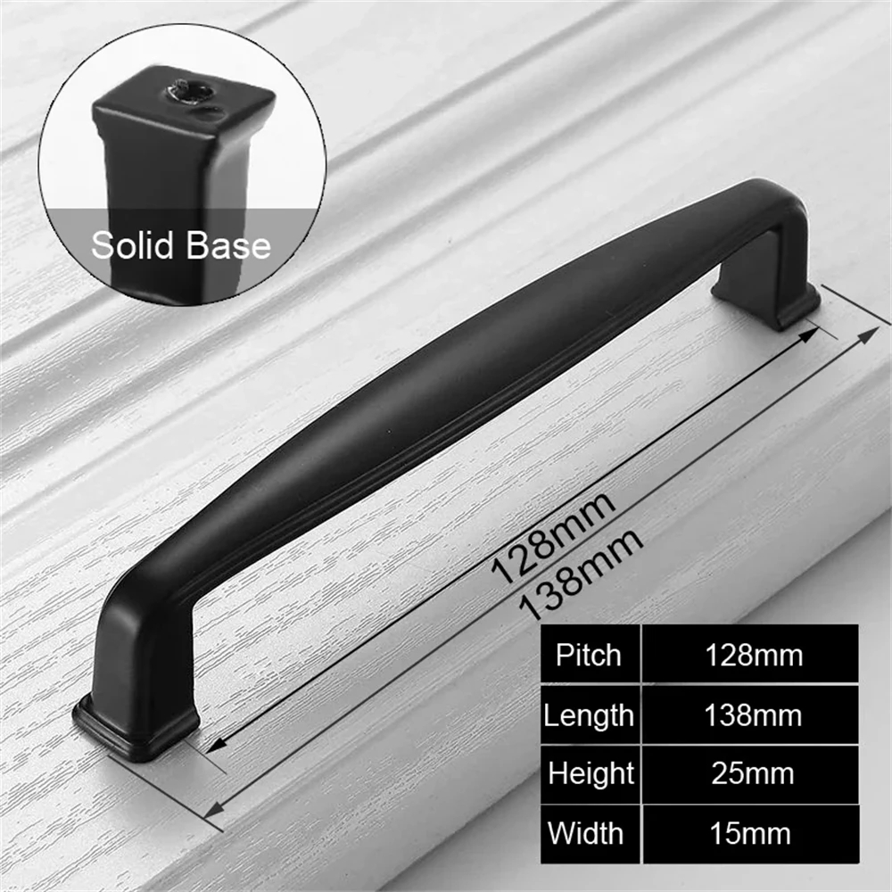 Sleek Black Aluminum Bedside Cabinet Pulls - Minimalist Furniture Hardware Handles