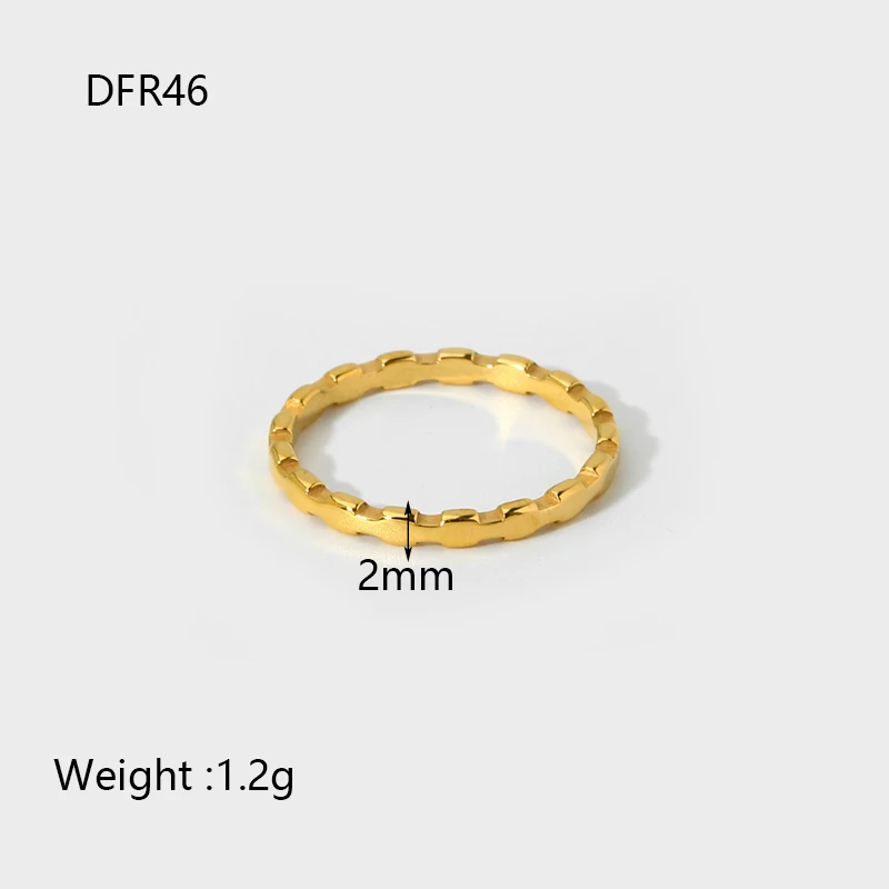 Ins Trend 18 Karat vergoldete Edelstahl perlen Twisted Knot Seil Kette stapelbarer Ring für Frauen wasserdichten Schmuck Geschenk – Detail 5