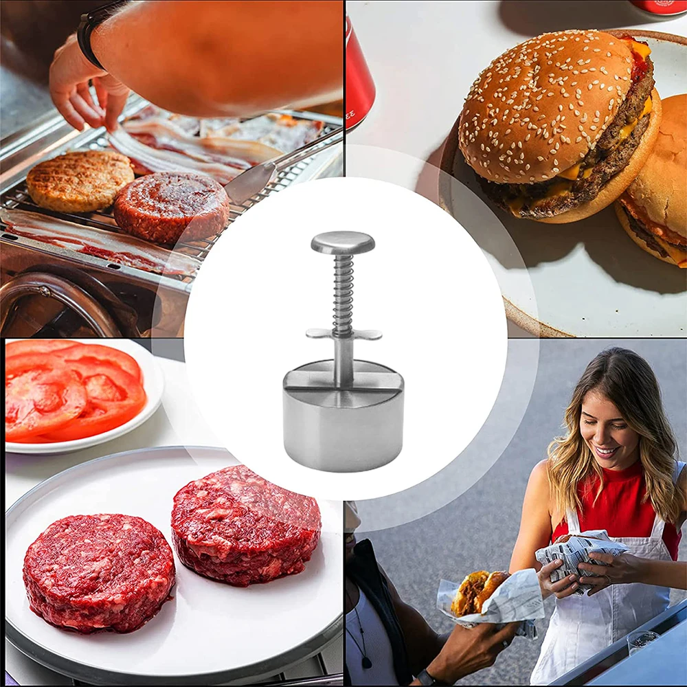304 Stainless Steel Hamburger Meat Press Burger Patty Maker Mold Manual Cake Beef Pork Rice Press Making Molds Grill Meat Tool