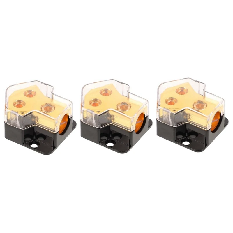 

Car Audio Amp Splitter 2 Way 0/2/4 Gauge In 4/6/8 Gauge Out Ground Distribution Block 3PCS