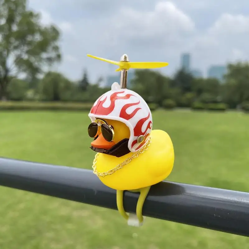 Car Cute Duck With Helmet Broken Wind Small Yellow Duck Bike Motorcycle Helmet Riding Cycling Decor Car Ornaments Accessories