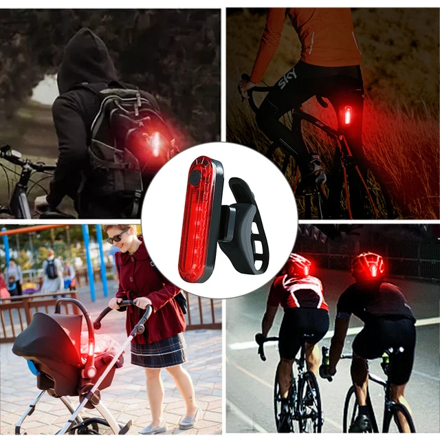 Luz Trasera De Bicicleta, Luz Trasera De Bicicleta Recargable USB Para  Ciclismo, Advertencia De Seguridad De Mochila De Casco, Accesorios De  Bicicleta