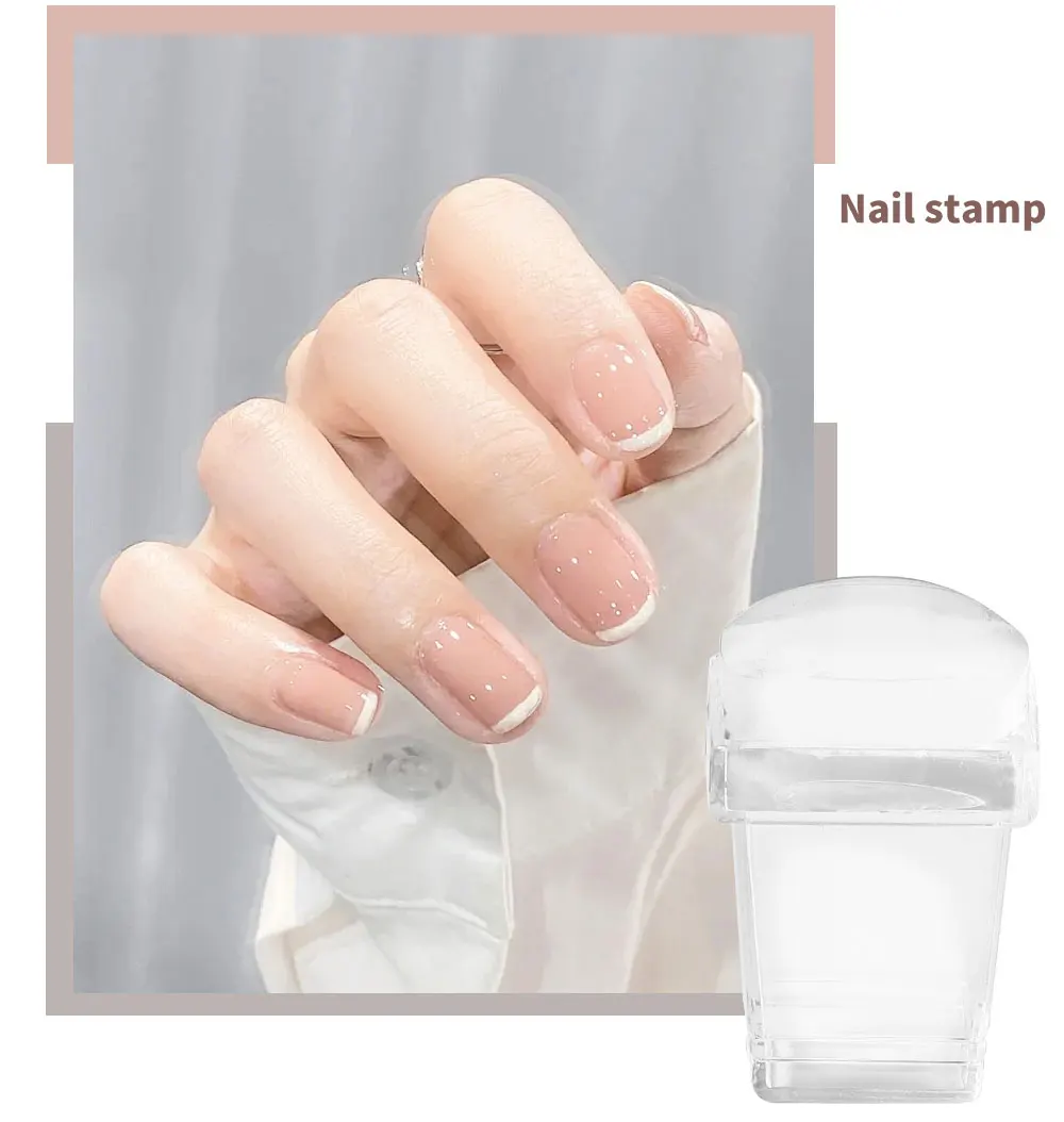 Description Picture 3 of itemLULAA Clear Jelly Soft Silicone Rectangular Nail Art Stamping Stamper with Scraper Image Plate Manicure Tools DIY Polish Kit