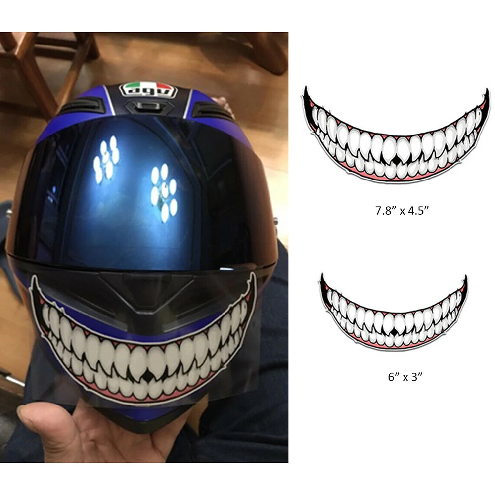 

Motorcyclist Helmet Sticker Smile Teeth Decals Universal Waterproof Decoration Accessories For Motorcycle Helmet Rider 2022