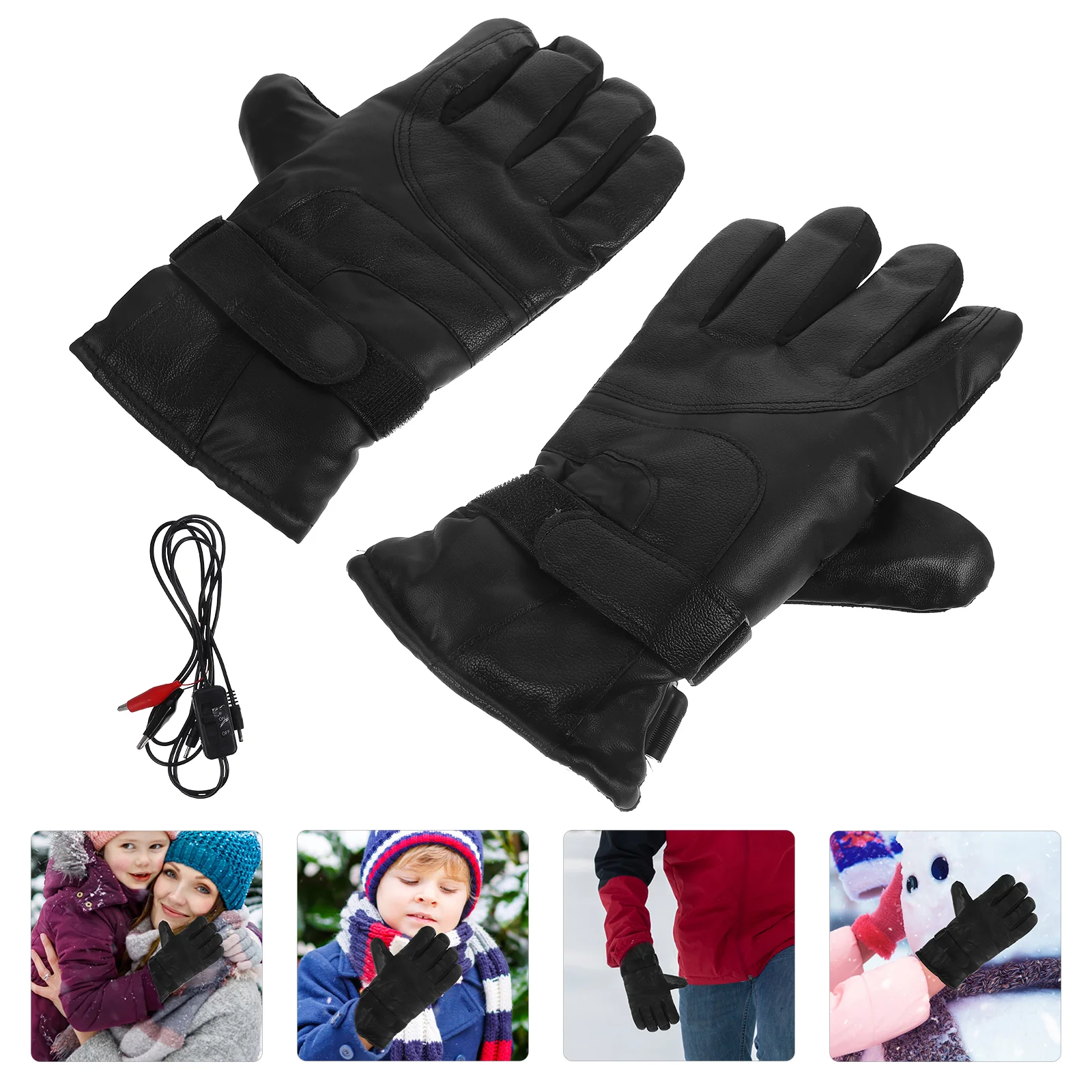 

1 Pair of 12V Winter Protective Waterproof Charging Heating Gloves Warm Winter Gloves(Black)