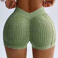 Women Gym Sand Wash Shorts V Back Biker Scrunch Sports Thread Pants Yoga Fitness Workout Training High Waist Tights Sportswear