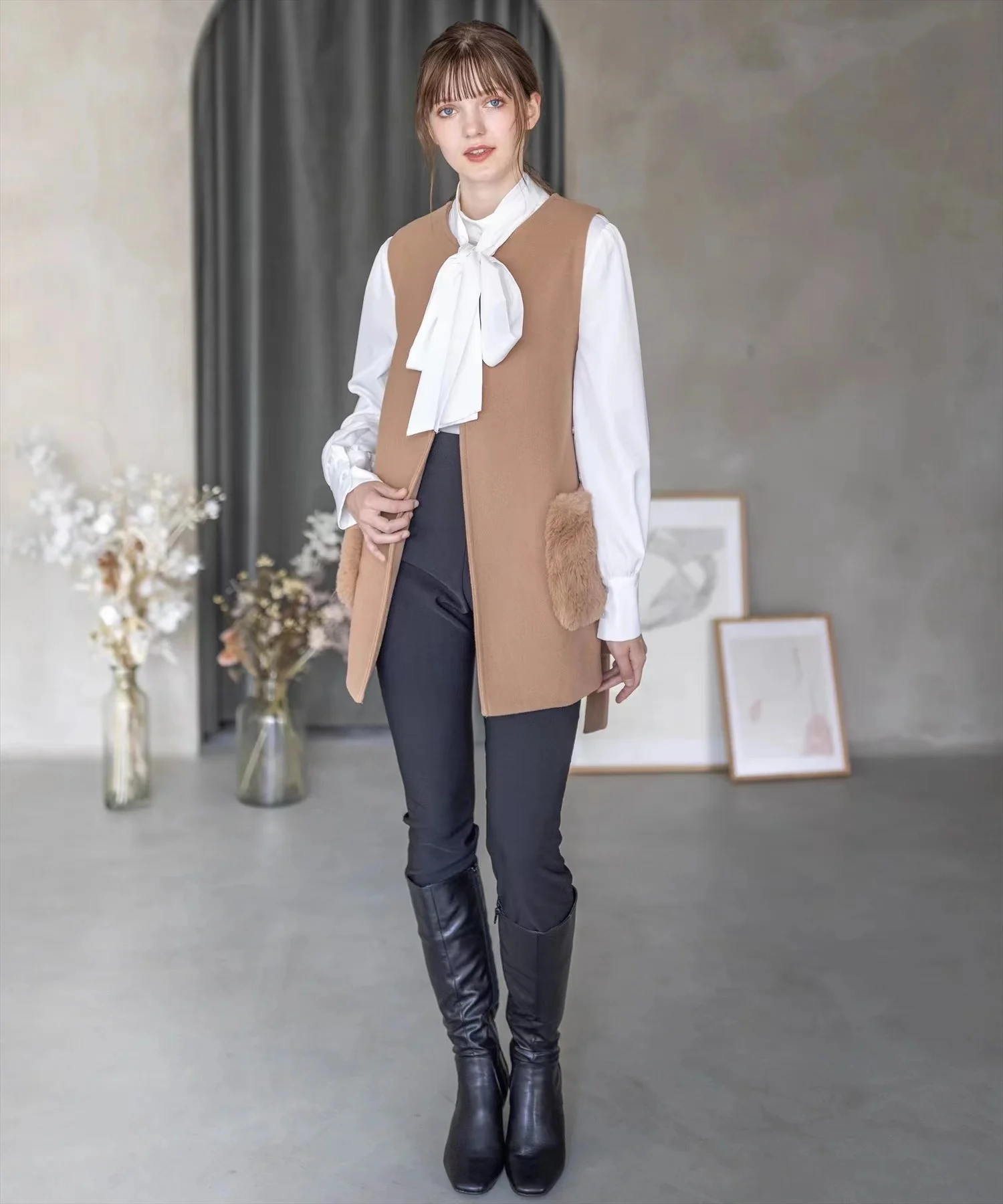Suit Skirts Rich Gold Elegant Socialite Adult Lady like Woman Style Woolen Skirt Three-Piece Set for Women Autumn Winter