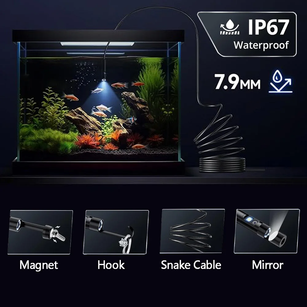 Endoscope W300 Inspection Camera 3 in 1 Dual Lens 1080P HD 3m Hard Cable For Android/IOS/IPhone Industrial Endoscope 3