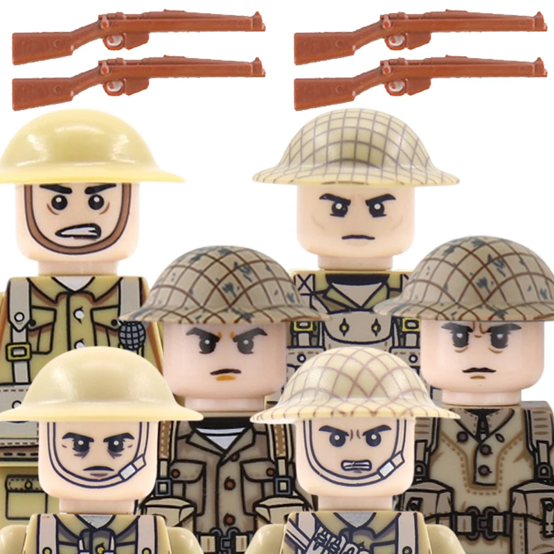 

Military WW2 British Building Blocks Army Soldiers Figures Infantry Helmet Weapons Parts Bricks Toys For Children