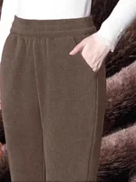 High Waist Flannel Fce Lined Thiened Autumn Winter Casual Pants Women's Harlan Pants Corduroy Versatile Comfortable Cotton