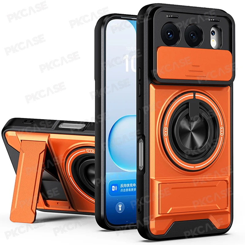 Folding Bracket Slide Camera Protect Case with Magnetic Ring Stand Cover