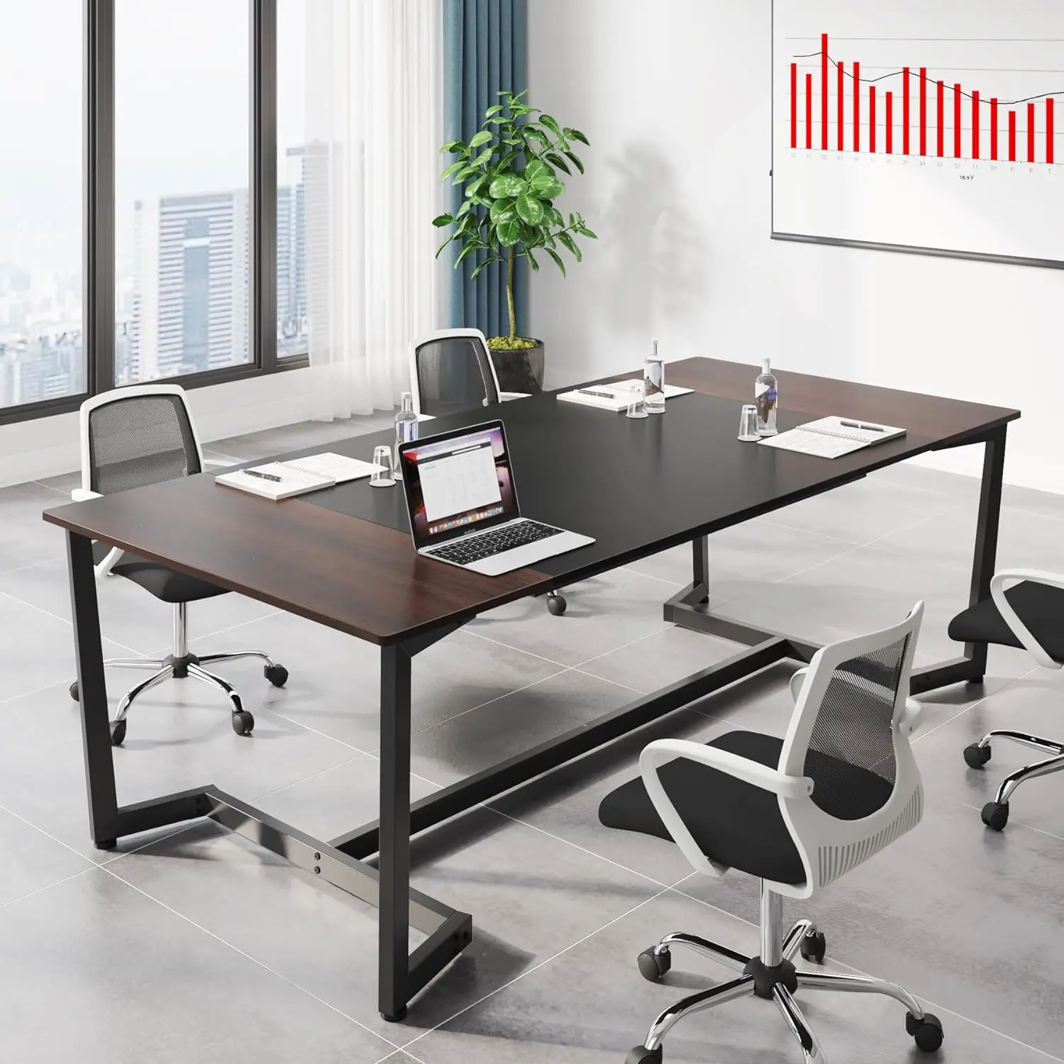 

6FT Conference Table, inch Meeting Table for Office Conference Room, Modern Rectangular Seminar Training Table