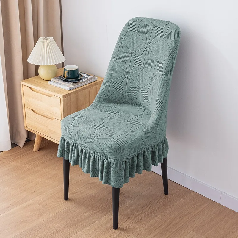 

Plush Restaurant Small Dining Chairs Cover Luxury Elastic Home Decor Chair Cover Thickened Warm Stool Chair Cover with Skirt