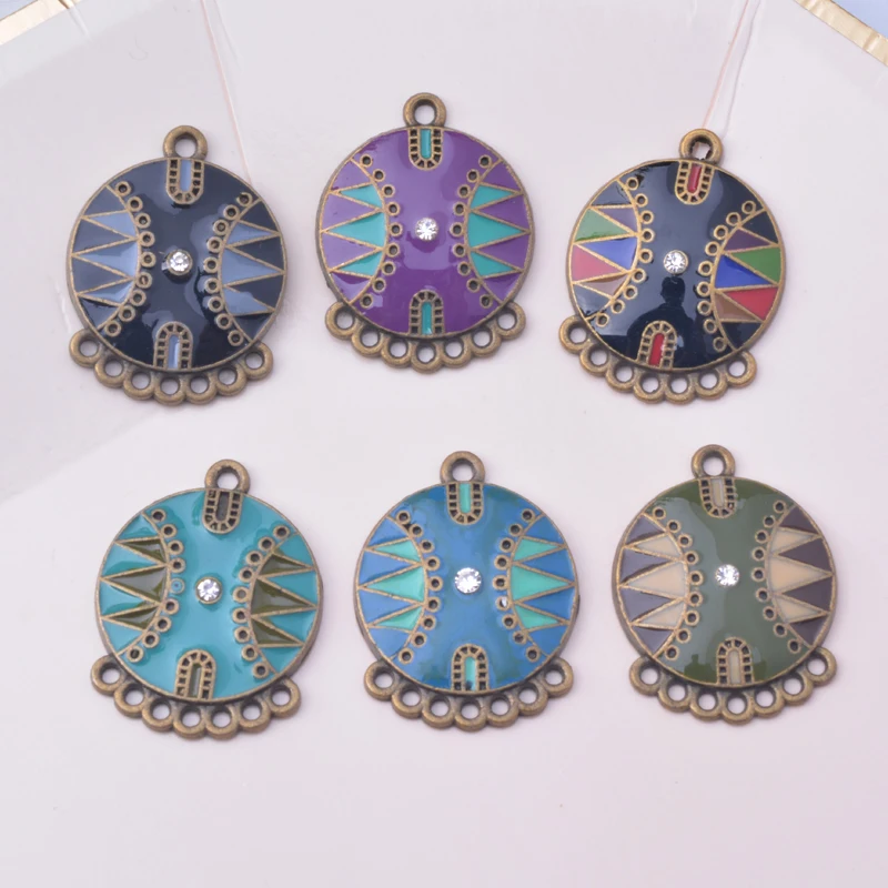 10pcsAlloyMultiholeRoundConnectorsAntiqueBronzeEnamelled