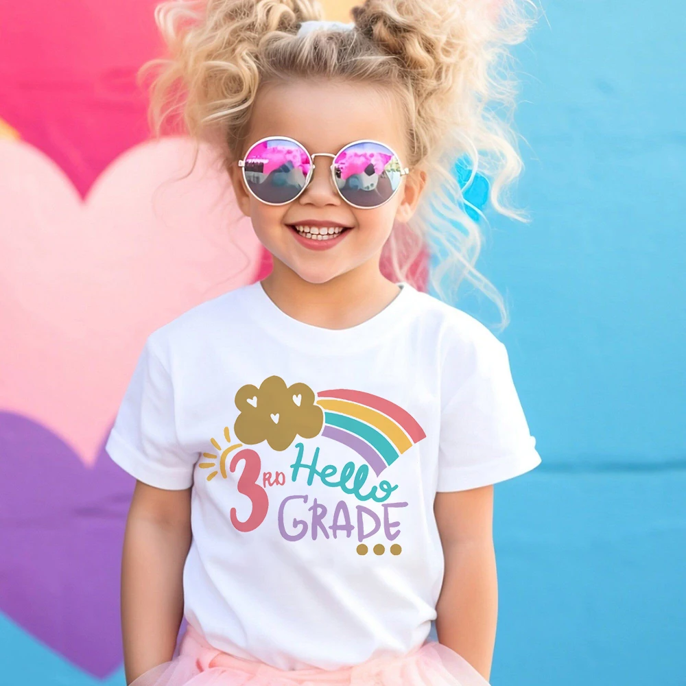 

Рубашка с принтом Hello 3rd Grade, Детская футболка для школы, детский сад 1-5 класс детской одежды на первый день школы, футболка