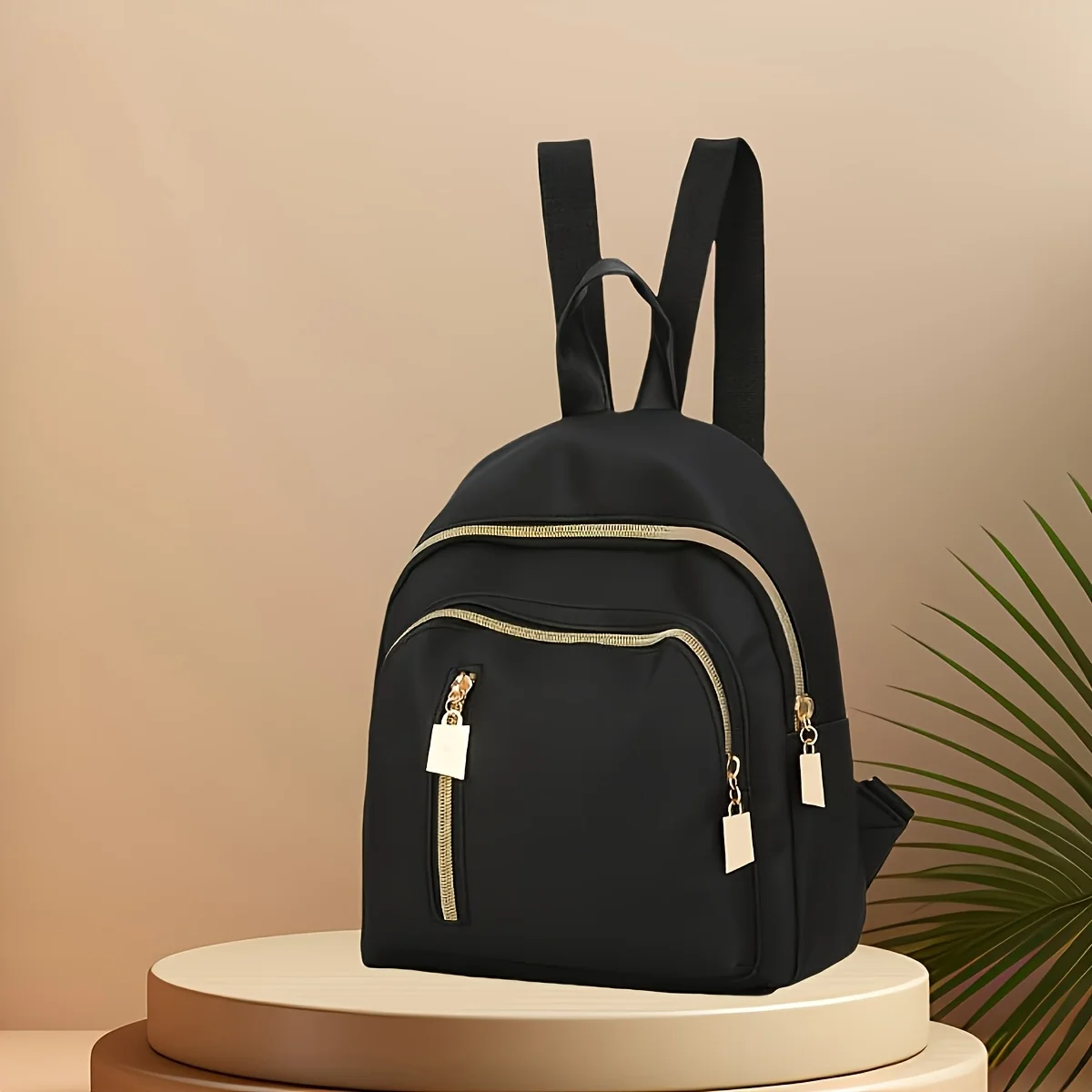 Stylish Black Nylon Backpack for Women Waterproof Organized Storage Bag, Perfect for Travel and Daily Use, Chic Travel Backpacks