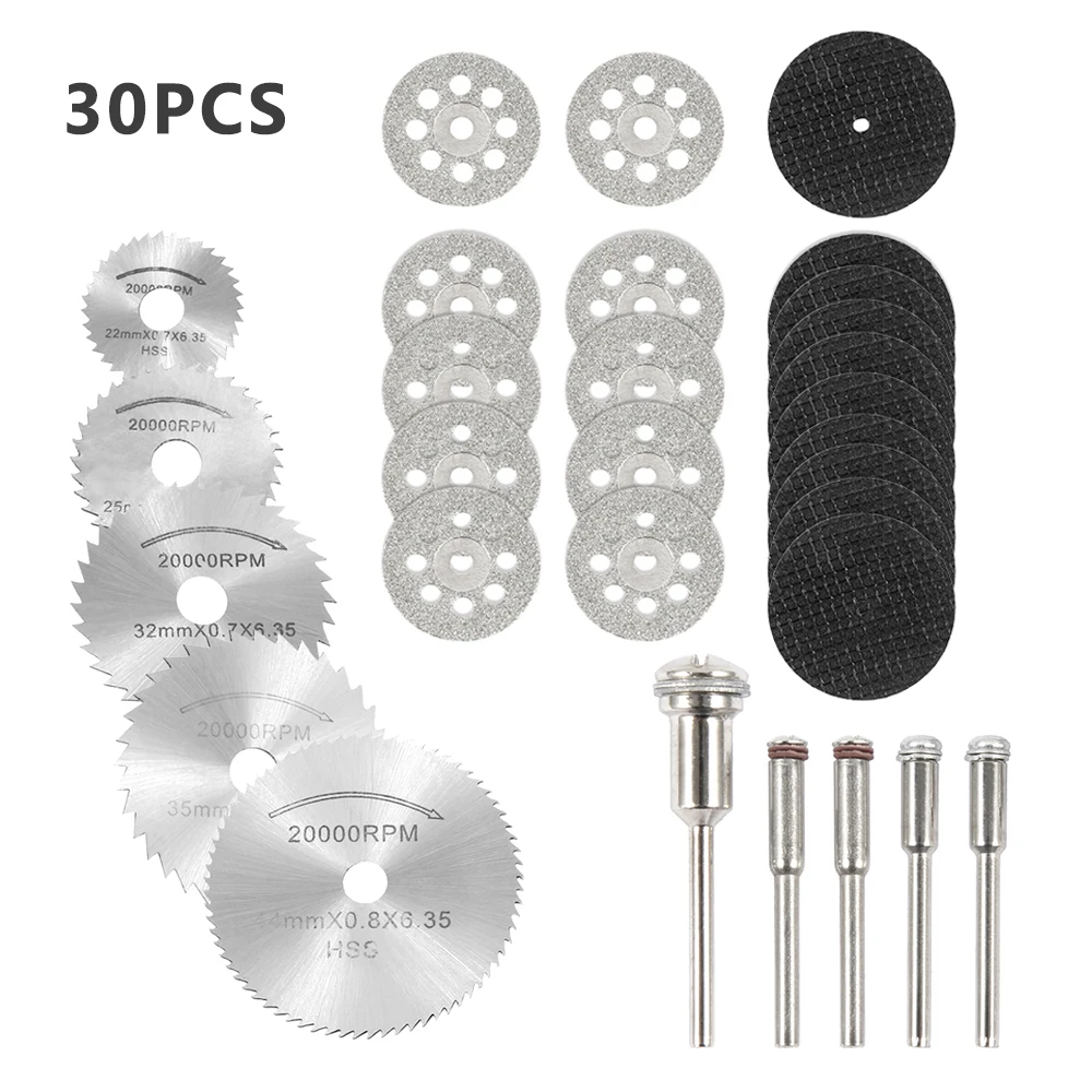 

32/31/30 Pcs Mini Circular Saw Blade Set Sanding Grinding Wheel Cutting Disc for Dremel Accessories Metal Cutting Rotary Tools