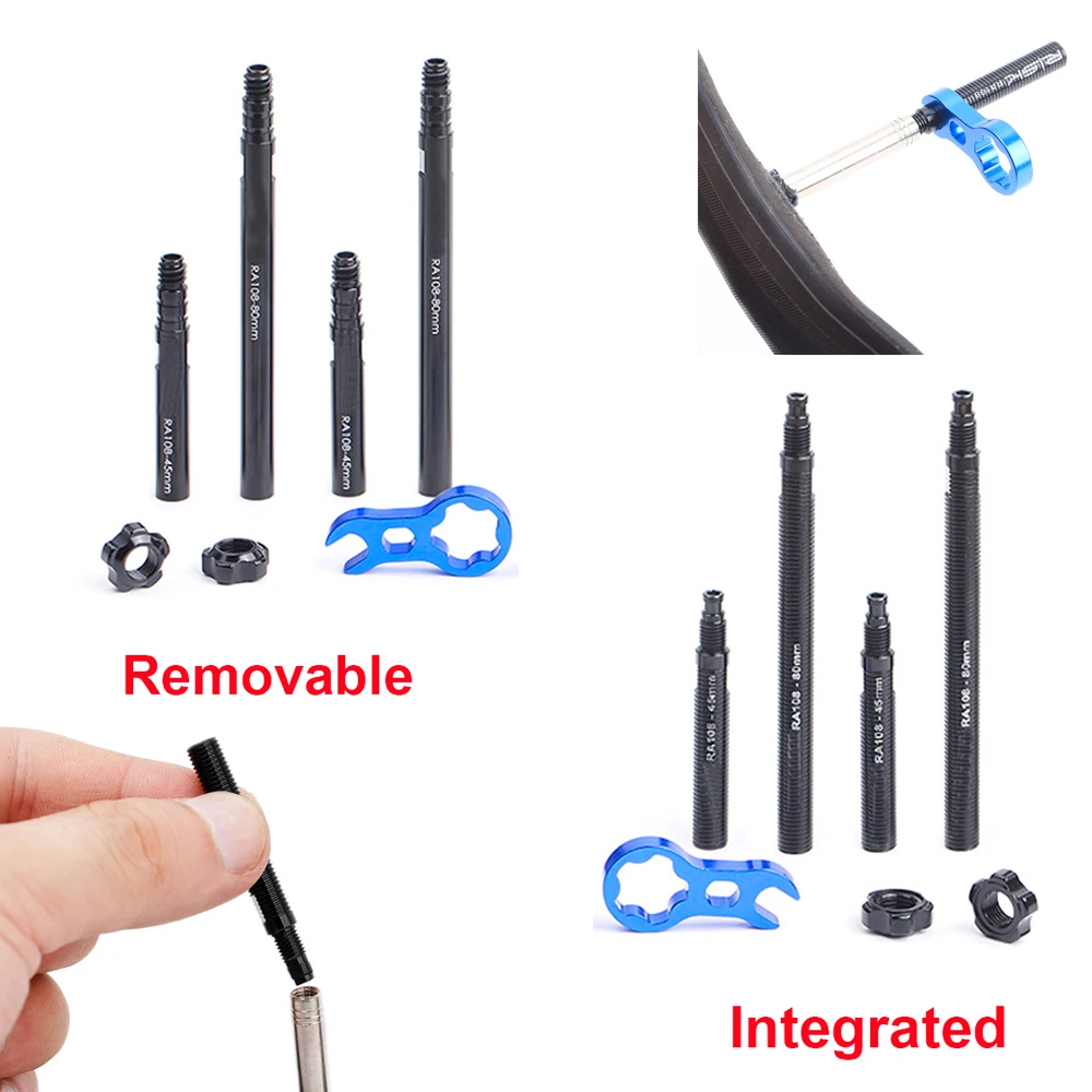 Bicycle Valve Extender Rod Presta Integrated Removable Aluminium Alloy Bike Valve Extender