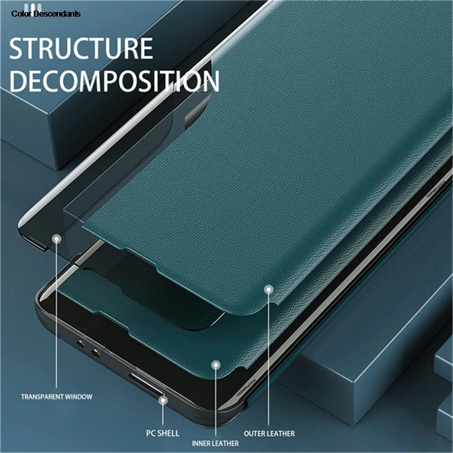 Luxury Leather Smart Flip Case with View Window for Huawei Honor - Original Mobile Phone Shell