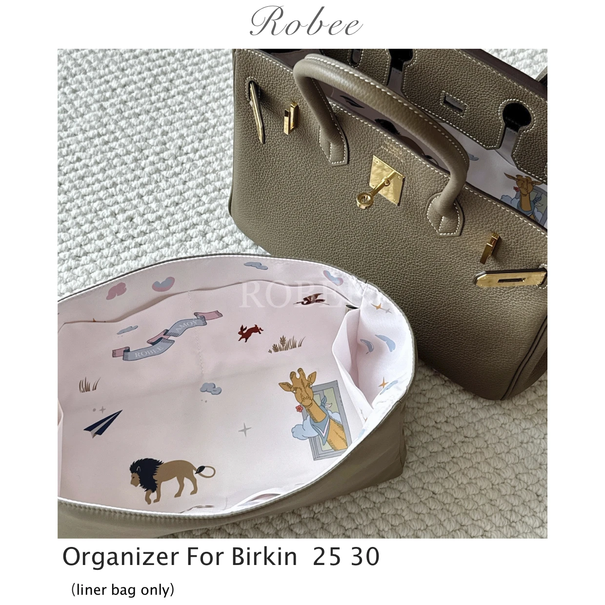 thumbnail image 1 of ROBEE Se adapta al organizador Birkin Inserto de telas estampadas de edición limitada Estilo particular Shaper Se adapta a H Lindy mini 26 30, 1 of 4