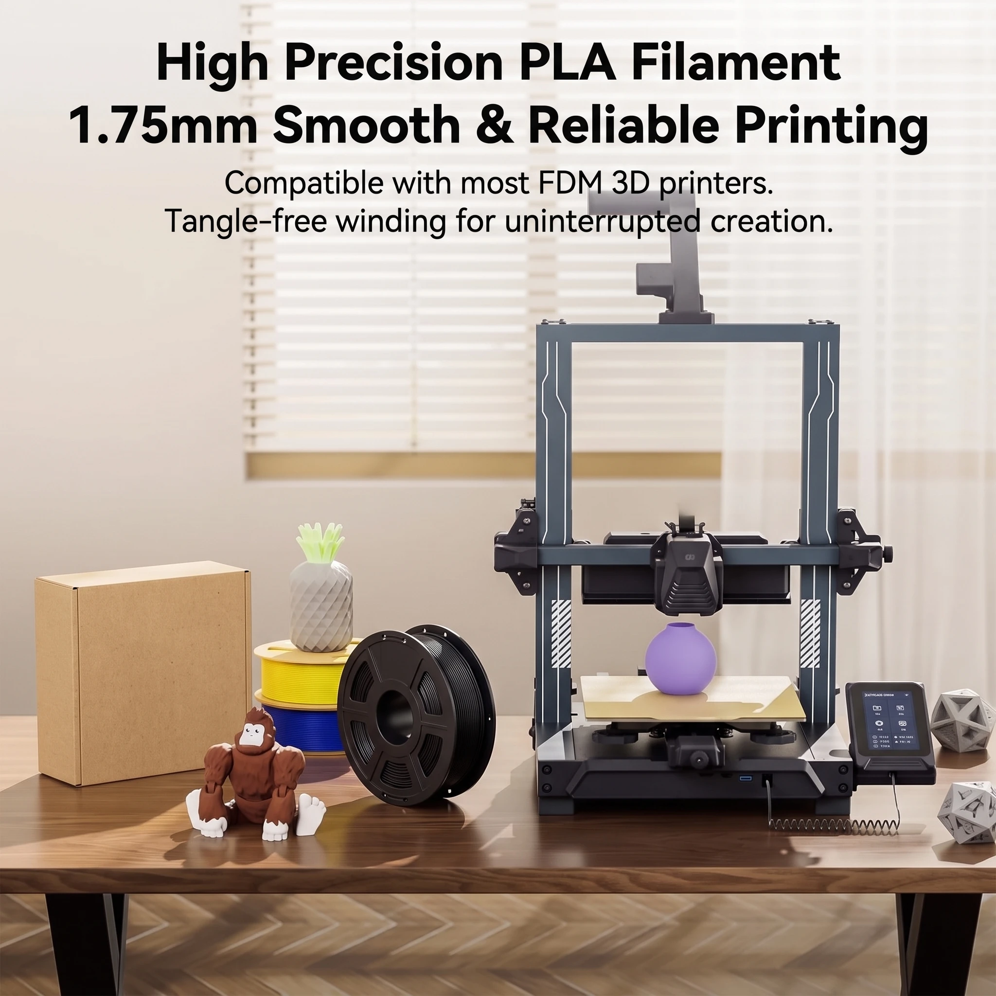 1.75mm PLA 플러스 필라멘트 고속 600mm s ±0.02mm FDM 3D 프린터용 커피 블루 오렌지 옐로우 0.55lb 스풀 총 1kg