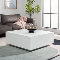 Home Collection Contemporary Modern White Square Coffee Table (Fully Assembled)，Suitable for living room, bedroom 1