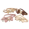 New Waffle Pet Collar Cute Bow Bell Cat Collar Retro Pearl Pendant Dog Collar Accessories 4