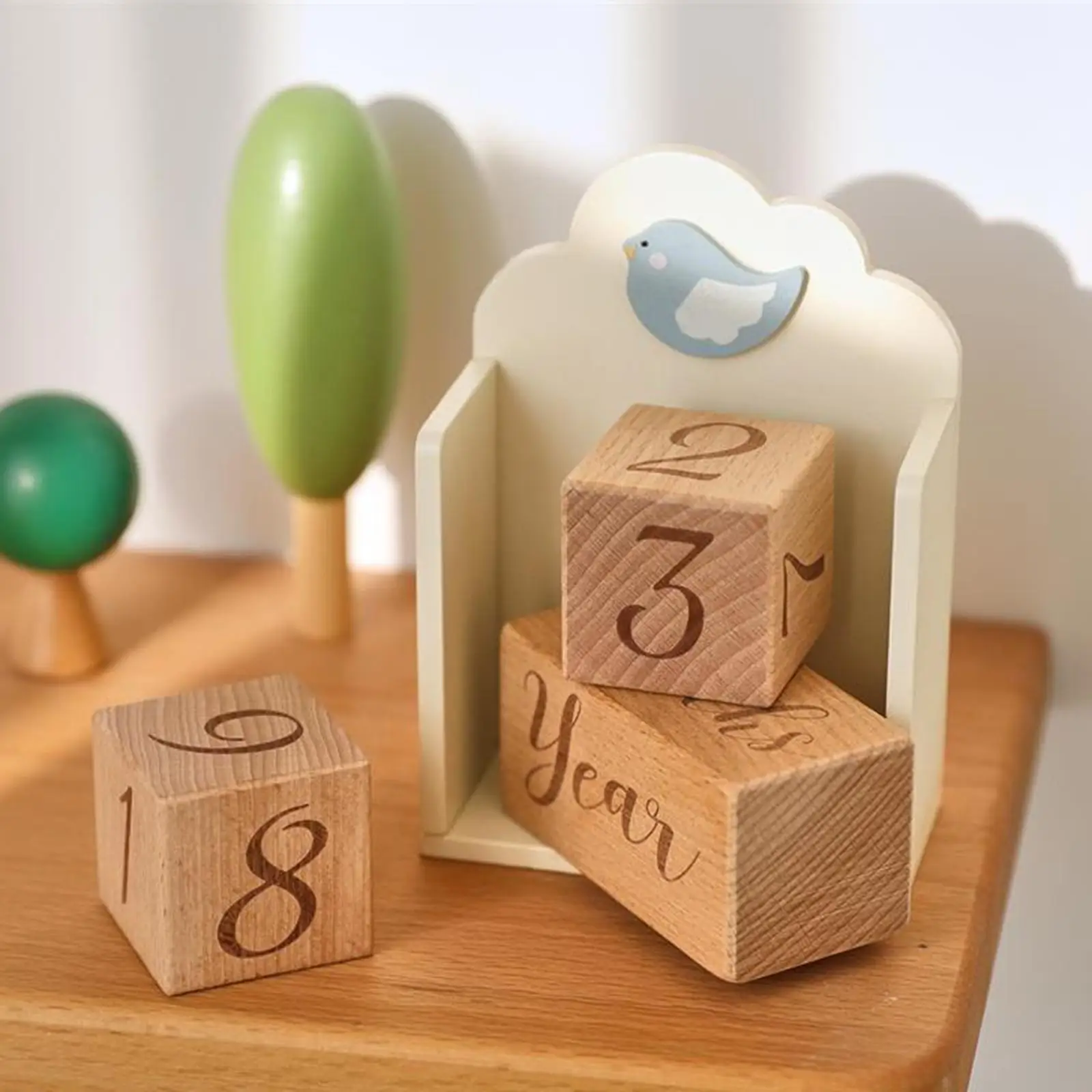 Wooden Baby Milestone Age Blocks Memories Growing up Number Blocks Practical Includes Week Month Year Nursery Decor Lightweight