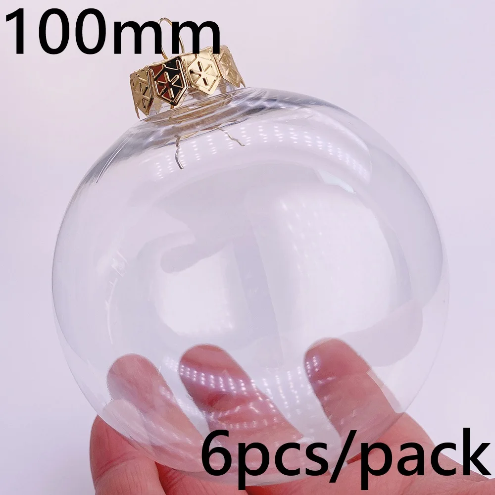 6 piezas x Bolas de adorno navideñas transparentes irrompibles para decoración del hogar, 130 x 80 mm, de plástico, para hacer tú mismo