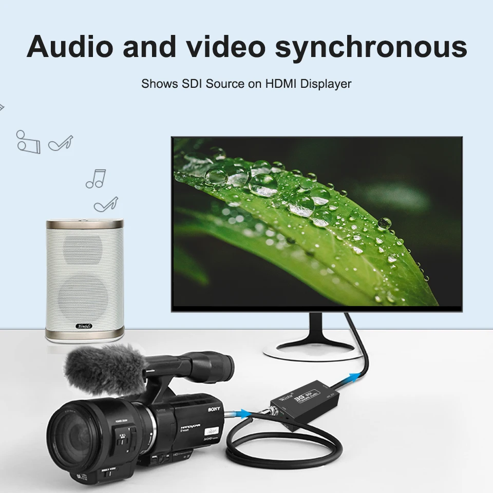 Wiistar SDI to HDMI Audio Video Converter BNC to HDMI Adapter HD 3G for Monitor HDTV
