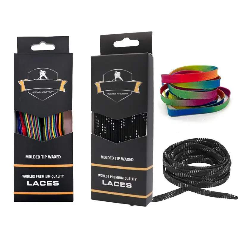 Waxed roller skate laces 84 96 108 120 inch Dual Layer Braid Design Ice Hockey Skate Hockey Shoe Bright Color Lace Accessory