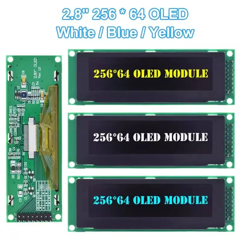 OLED 디스플레이 2.8인치 256X64 25664 도트 그래픽 LCD 모듈 디스플레이 화면 LCM 화면 SSD1322 컨트롤러 지원 SPI