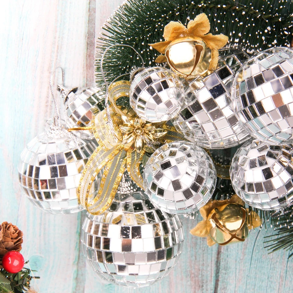 1Pack Mirror Glass 30-60mm Christmas Ball Xmas Tree Hanging Ornaments Pendants Bauble Disco Ball Home Christmas Party Decoration