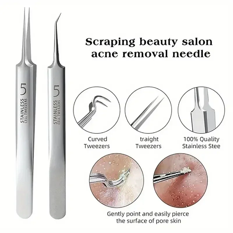 Cell Pimples Blackhead Stainless Steel Clip Tweezers Beauty Salon Special Scraping Closing Artifact Acne Needle Tool 3/4/6pcs acne extractor tweezers