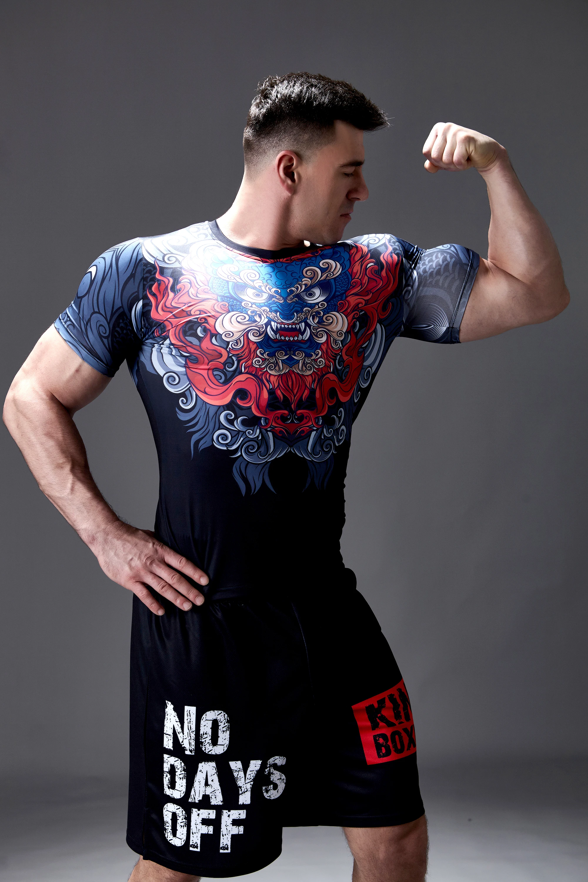 Herren Cartoon Print Kompressions-T-Shirt Jiu-Jitsu MMA Rash Guard Dragon Kleidung Herren Kurzarm T-Shirt Herren Gym Sport Tight Top – Detail 13